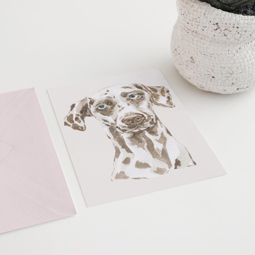 Watercolor Dalmatian Brown Dog Wall Art Illustration Print Poster Card Unframed - Picture 6 of 7